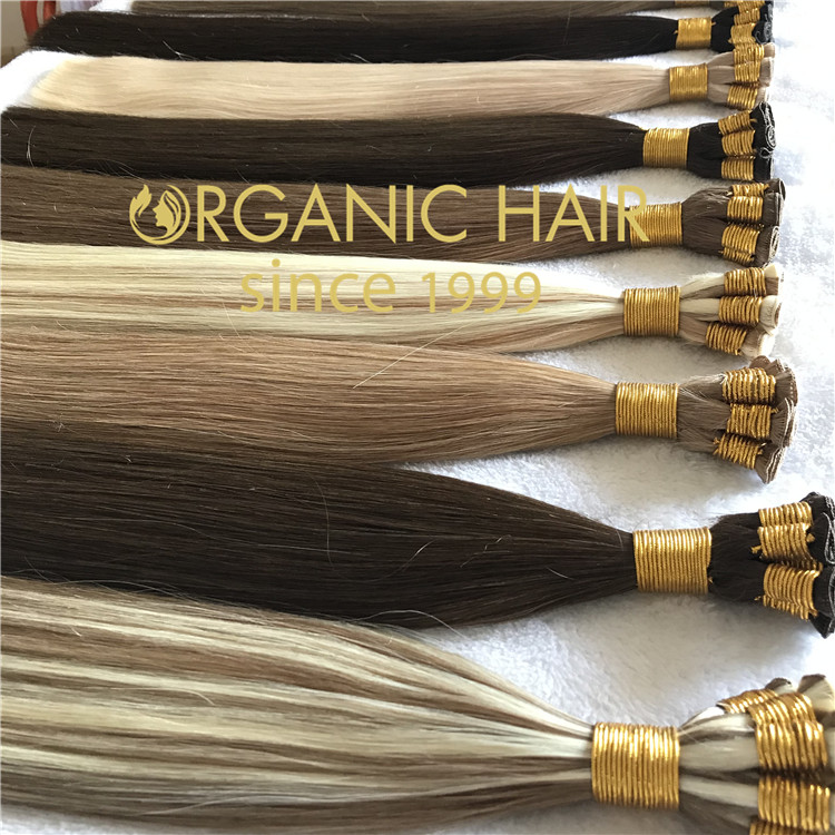 Full cuticle remy human hair extensions--hand tied weft   C100
